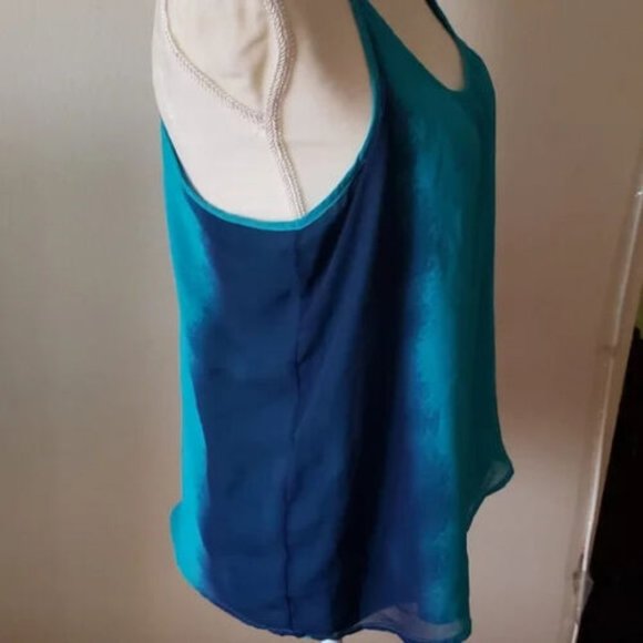 Ombre Blue Racerback Chiffon Tank - Picture 3 of 5